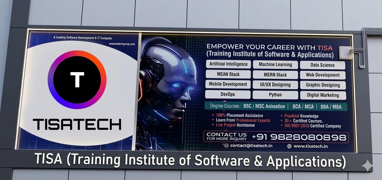 TISA Tech training institute banner for AI, web development and graphic design courses Jaipur