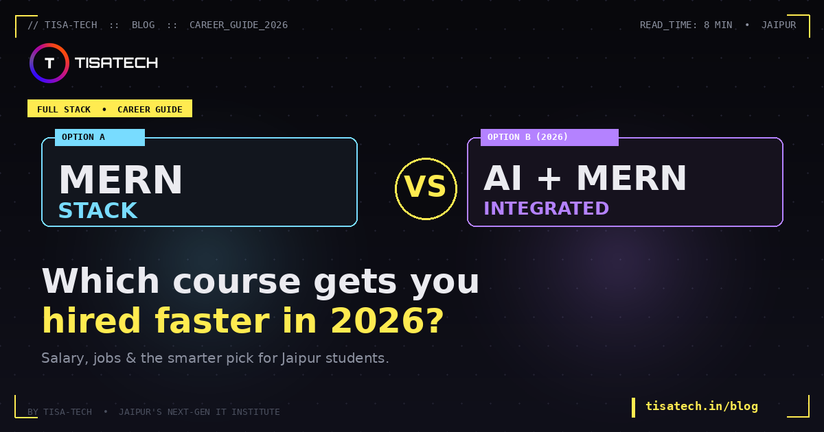 MERN Stack vs AI integrated MERN Stack comparison showing which course gets hired faster in 2026 for Jaipur students