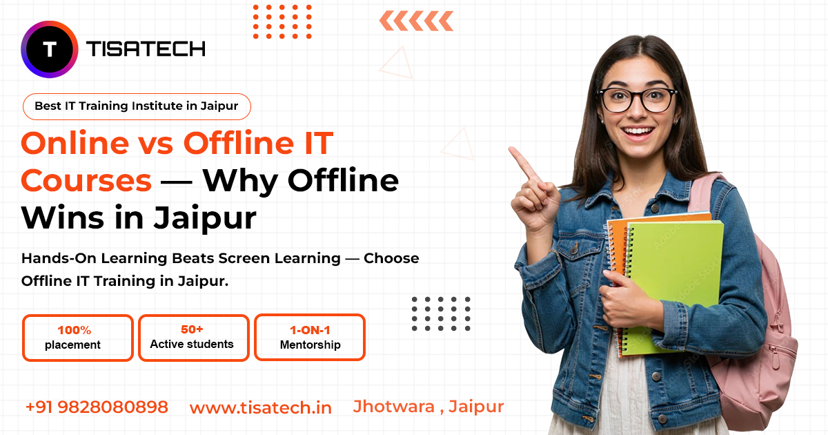 Online vs Offline IT Courses in Jaipur – Student Choosing Offline IT Training at TISA Tech Jhotwara Jaipur