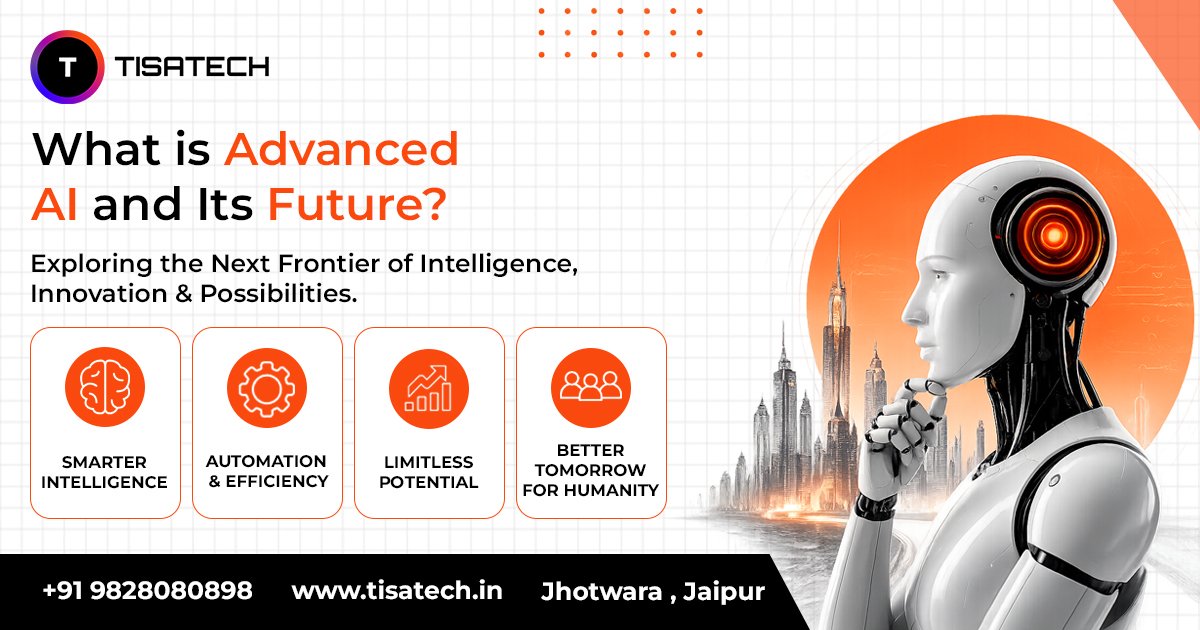 Futuristic humanoid robot with glowing orange element, symbolizing advanced AI and innovation.