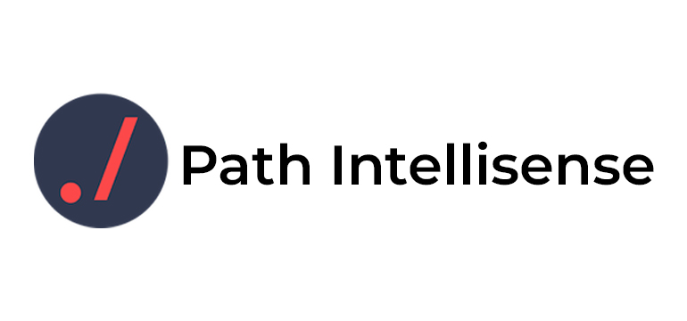 Path Intellisense logo with a dark circle icon containing a red forward slash and dot, next to bold black text reading Path Intellisense