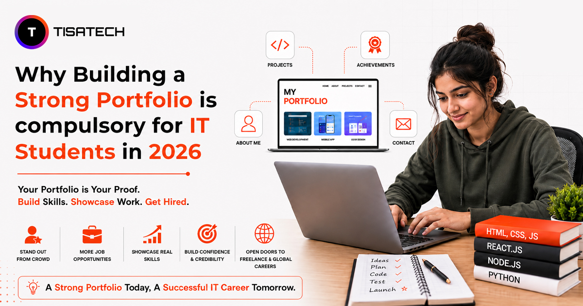IT student building a strong project portfolio to showcase technical skills and improve job opportunities in 2026