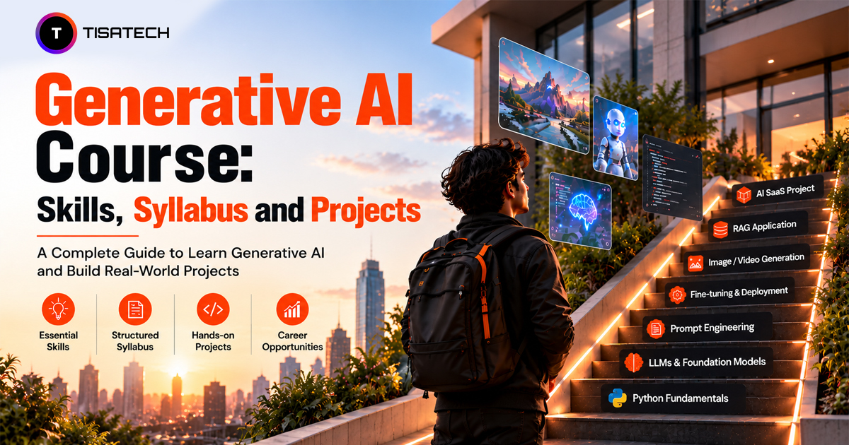 Generative AI course covering essential skills, syllabus, hands-on projects, and career opportunities
