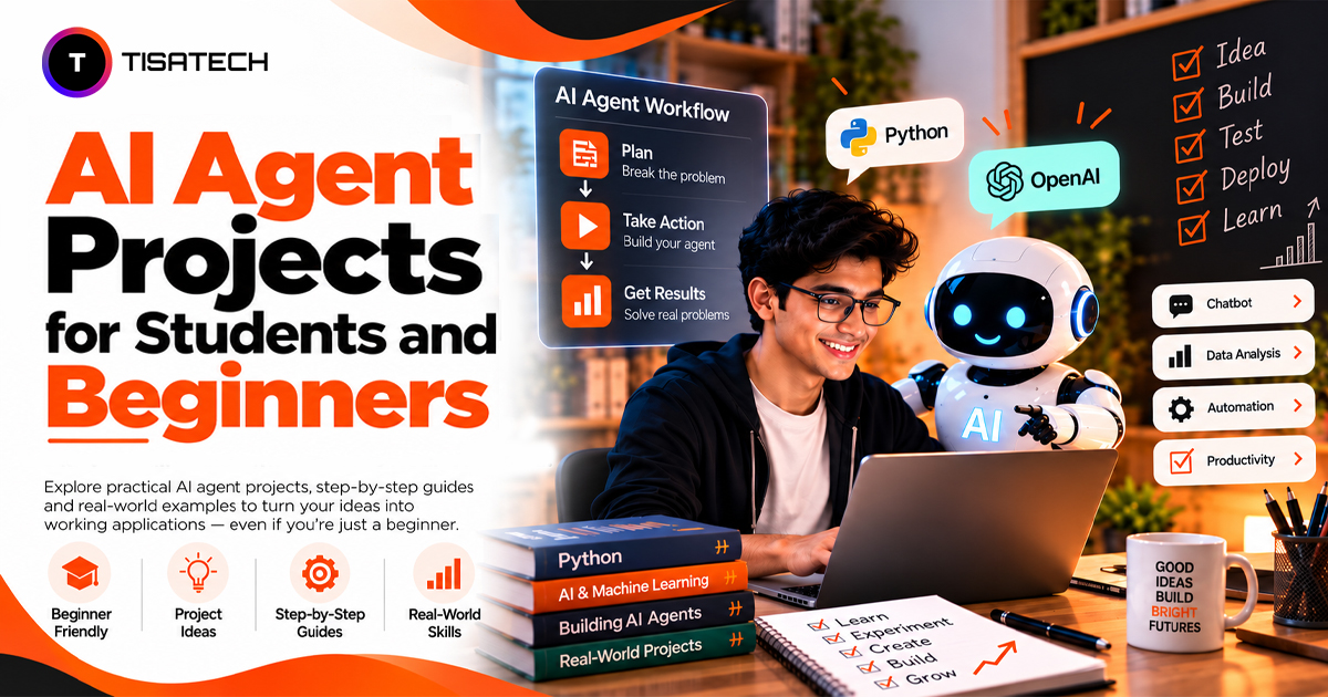 AI agent projects for students and beginners, featuring a student building AI projects with a robot and Python tools.